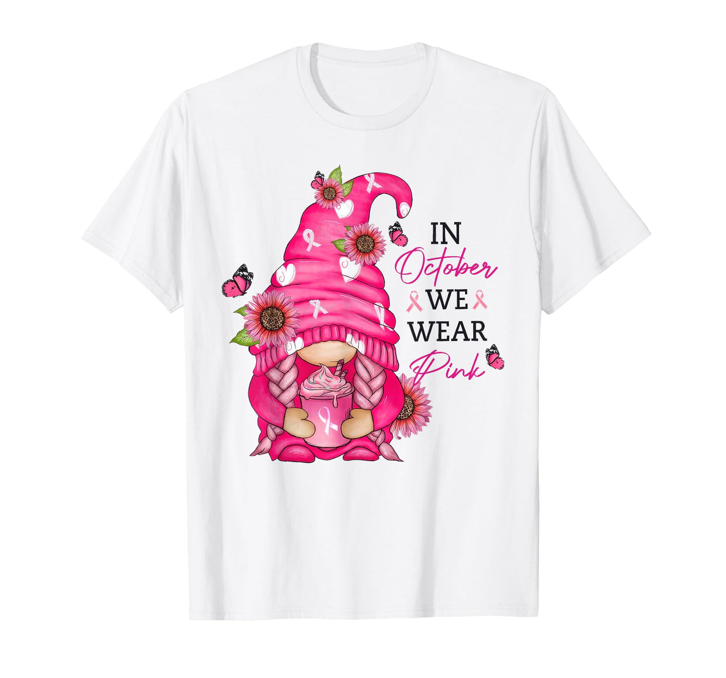 In October We Wear Pink Gnome Breast Cancer T-Shirt