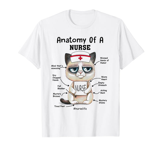 Anatomy Of A Nurse Funny Cat Nurse Life Men Women T-Shirt