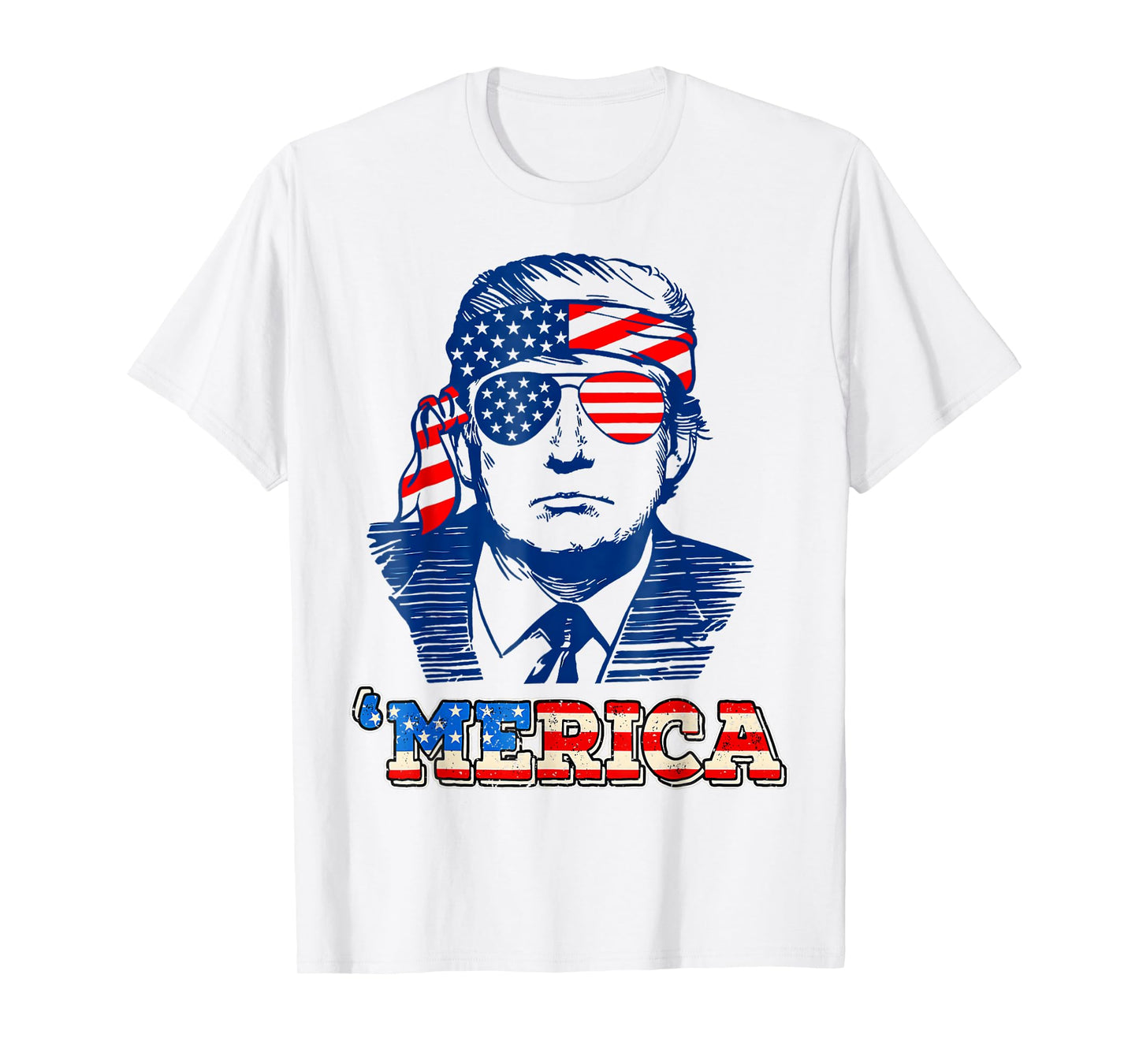 'MERICA TRUMP Happy 4th Of July Trump American Flag Women Girls Kids Men T-Shirt