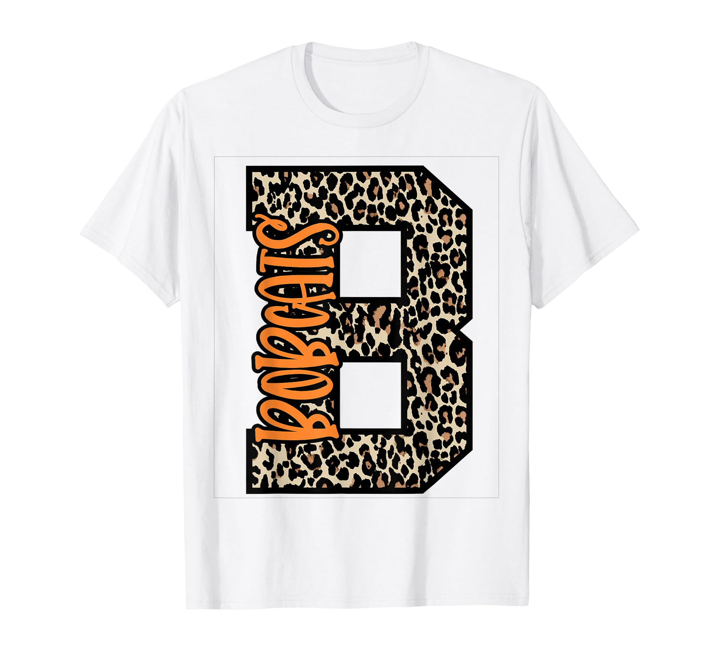Bobcats Leopard Letter School Spirit Orange T-Shirt