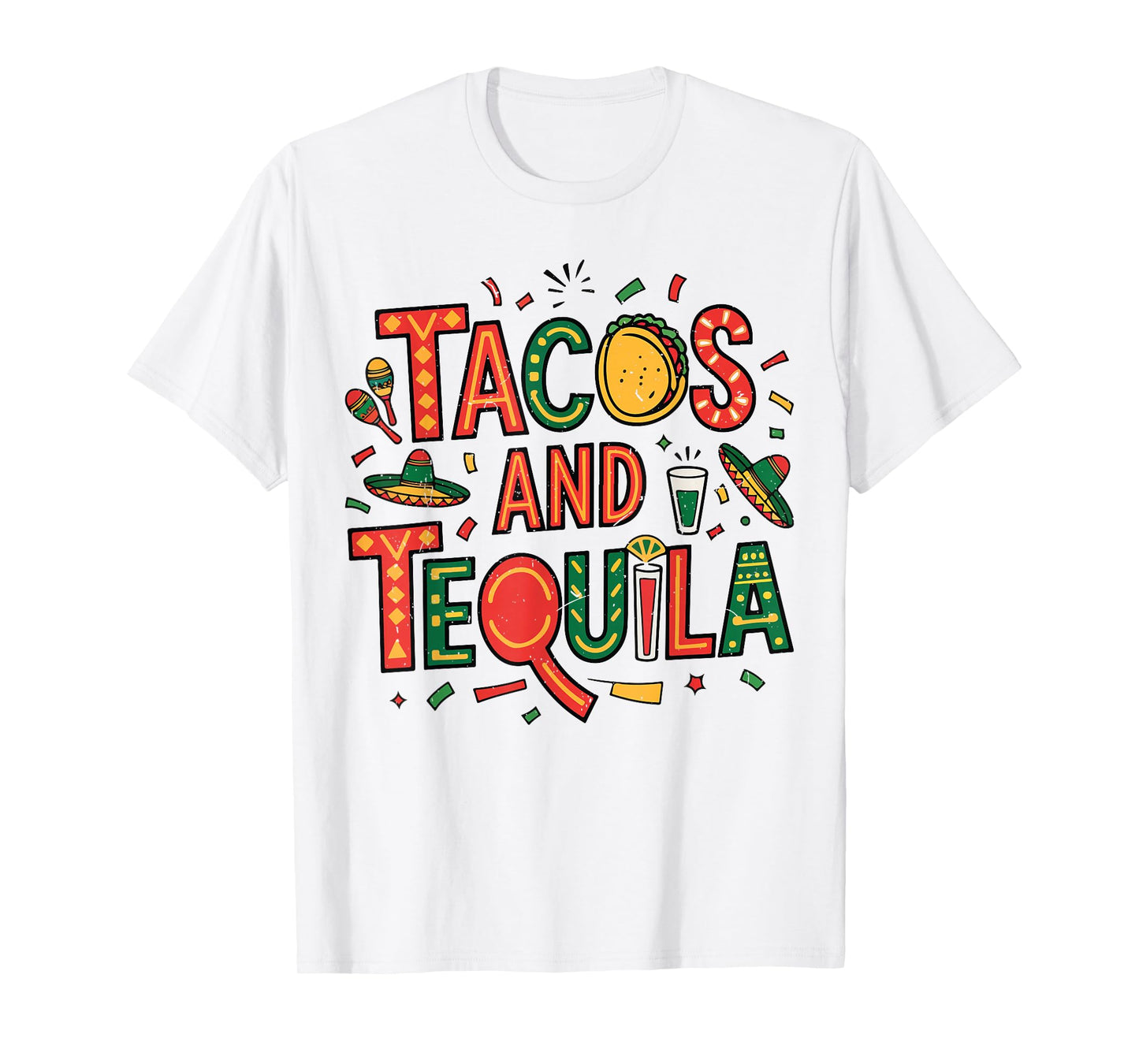 Tacos & Tequila Drinking Cinco Mayo Funny Mexican Drinking T-Shirt