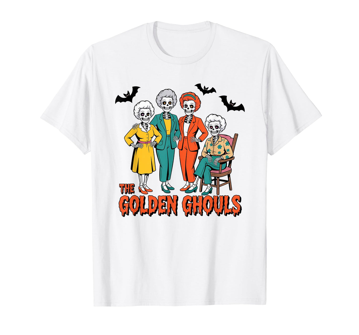 Golden Ghouls Halloween Design for Fans of Spooky Fun T-Shirt