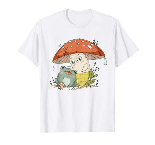 Cute Frog Mushroom Shirt Girl Teen Women Cottagecore Kawaii T-Shirt