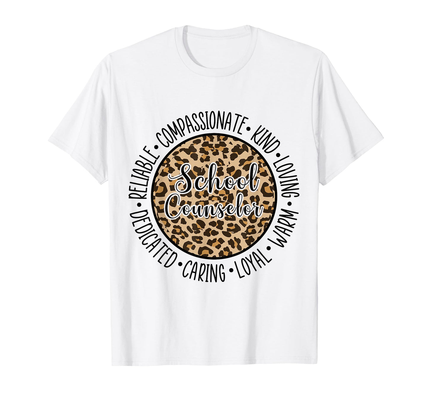 Leopard Cheetah Print School Counselor Traits Appreciation T-Shirt