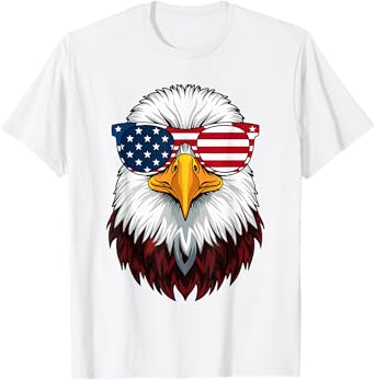 American Flag Patriotic Eagle Shirt Men Boys 4th of July T-Shirt