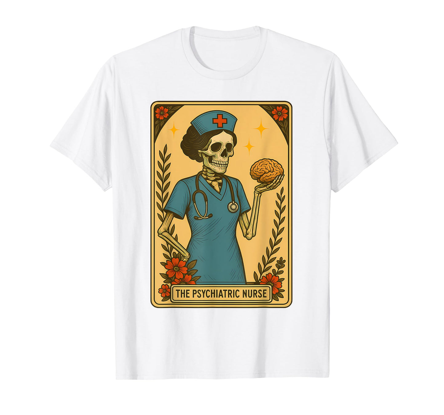 Psychiatric Nurse Tarot Card Skeleton Medical Nursing T-Shirt