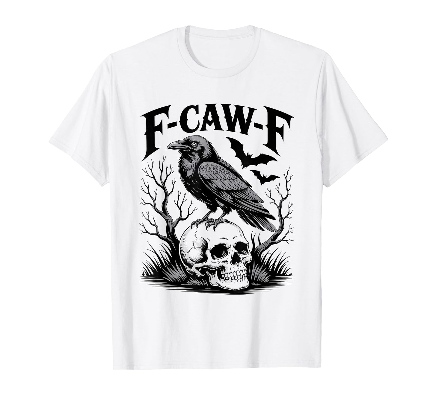 F-CAW-F Crow Funny Halloween Humor Black Bird Gothic Moon T-Shirt