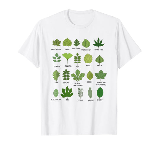 Different Types of Tree Leaves, Common Leaves, Nature Lovers T-Shirt