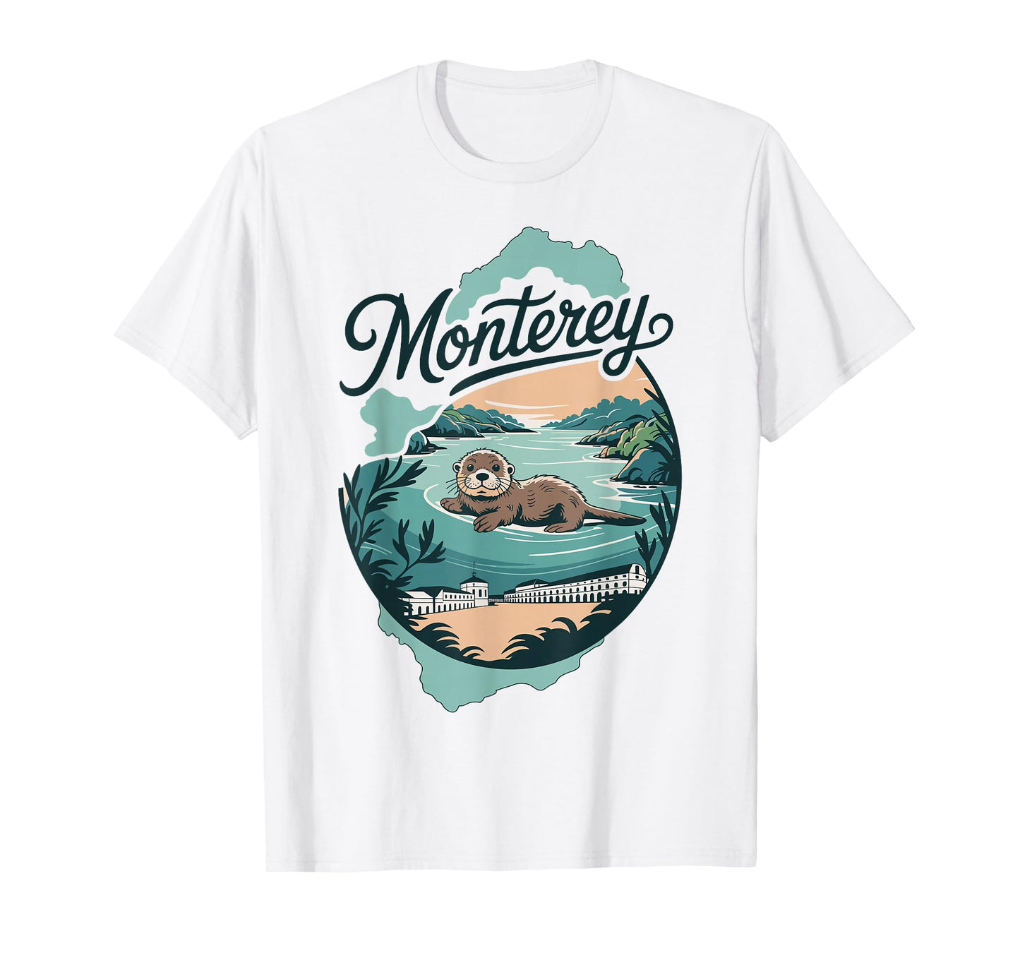 Monterey sea otter ocean view coast retro T-Shirt