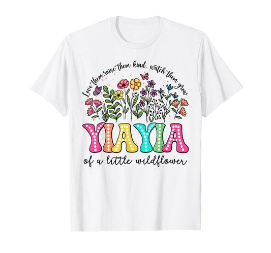 YiaYia Of The Little Wildflower Birthday Kids Groovy T-Shirt
