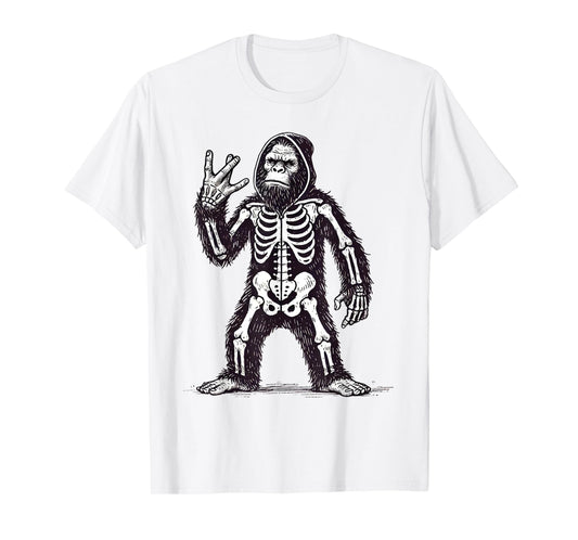 Cool Halloween Pumpkin Bigfoot Skeleton Westside T-Shirt