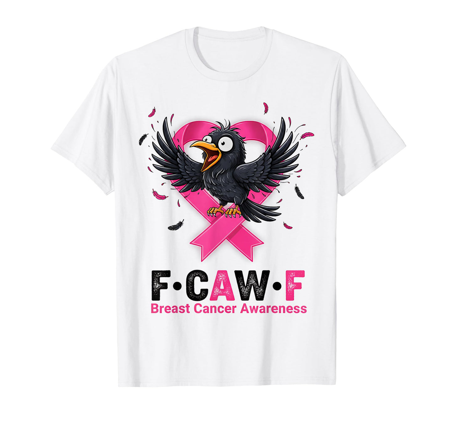 F-Caw-F Pink Ribbon Raven Moon Gothic Crow Breast Cancer T-Shirt