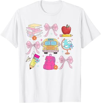 Back to School Coquette Teacher Women Girl Kindergarten PreK T-Shirt