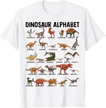 Dinosaur Alphabet - Dino Types Identification - A-Z ABC T-Shirt