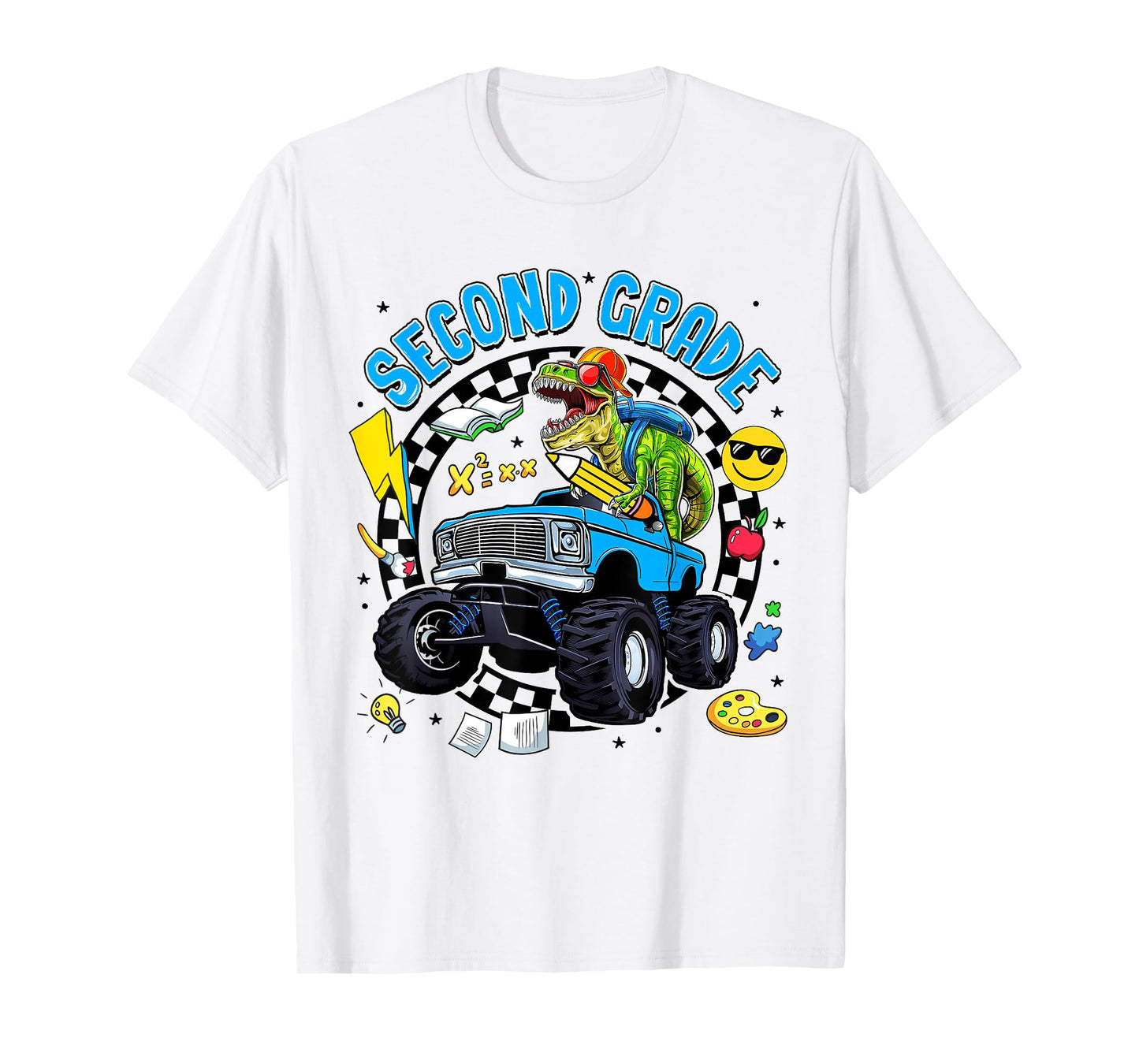 Second Grade Dinosaur Dino Truck Back To School Kids Boys T-Shirt