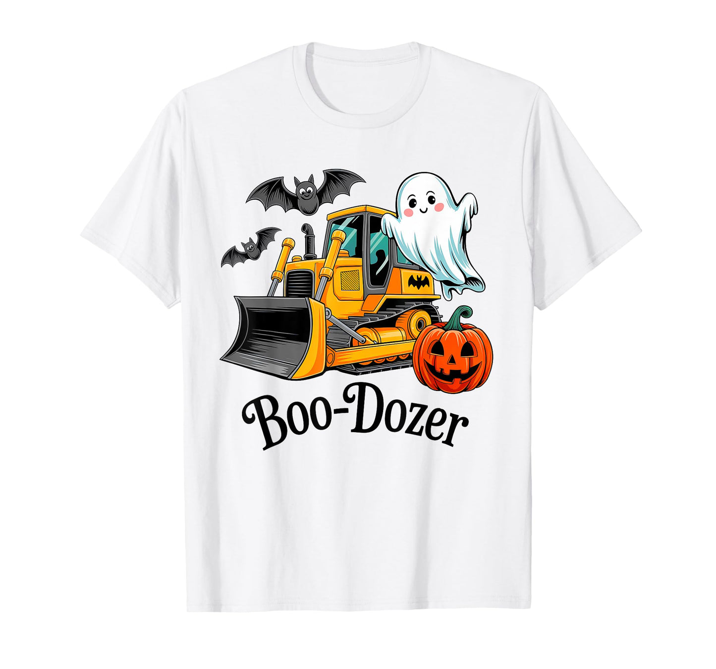 Halloween Bulldozer Construction Trucks Ghost Halloween Kids T-Shirt
