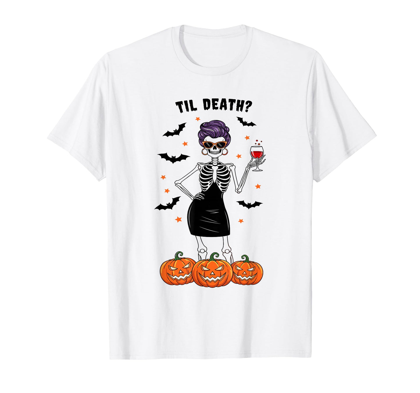 Skeleton Vampire Halloween Design for Wine Party Lovers T-Shirt