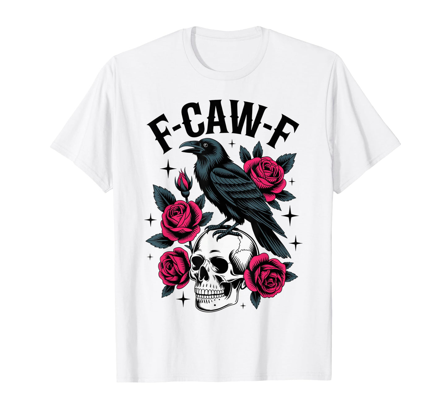 Black Crow F-Caw-F Funny Gothic Bird Moon Adult Humor T-Shirt