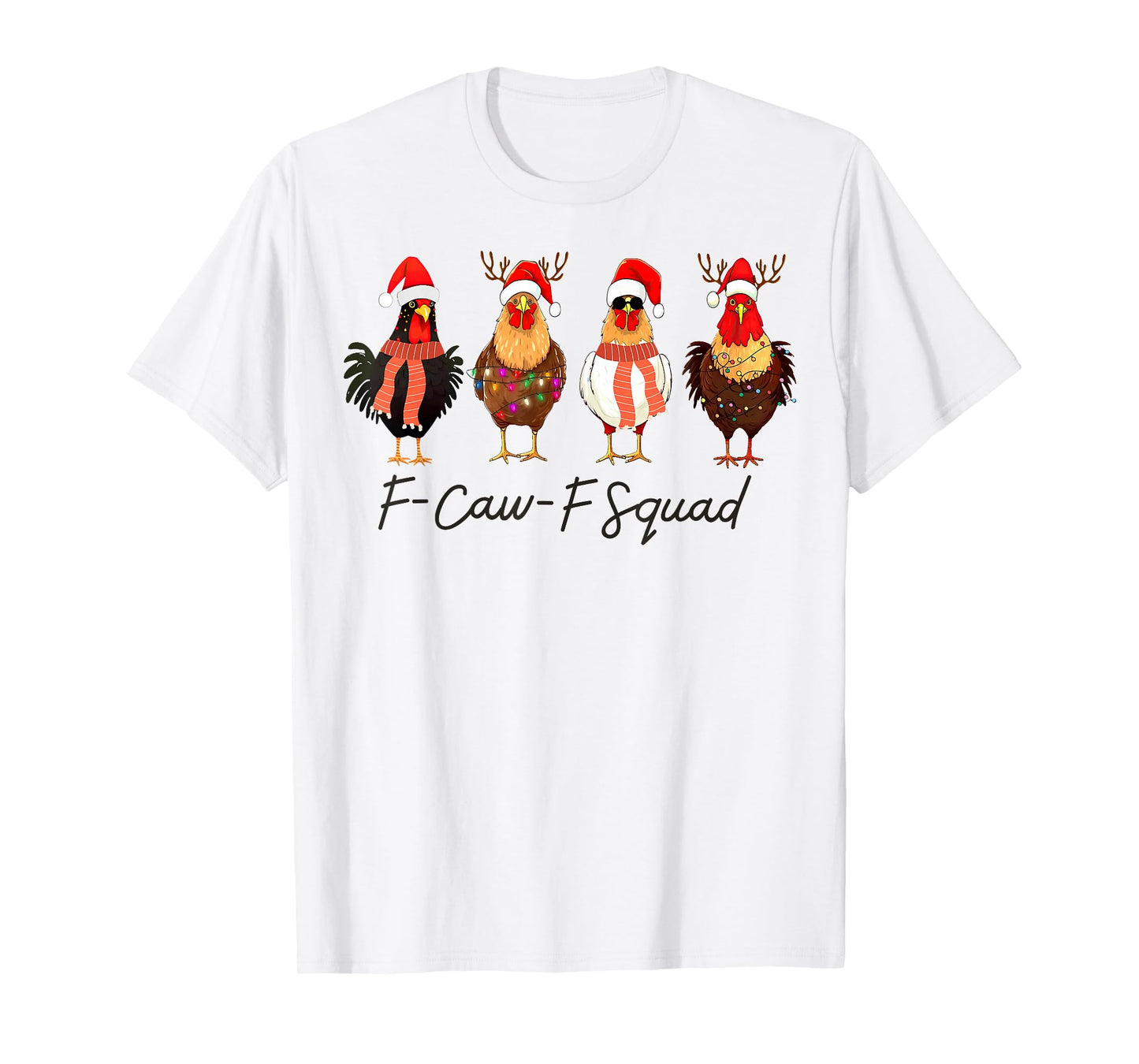 F-Caw-F Squad Chicken Santa Hat Christmas Pajamas Holiday T-Shirt