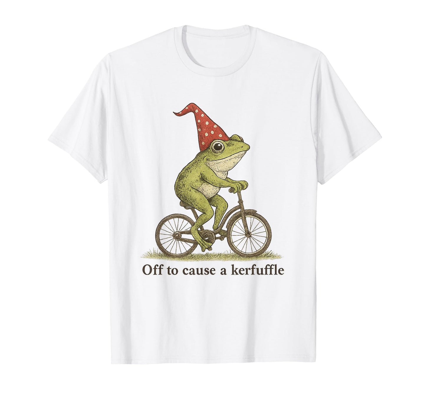 Off to Cause a Kerfuffle Frog Funny Weirdcore Sayings Unique T-Shirt