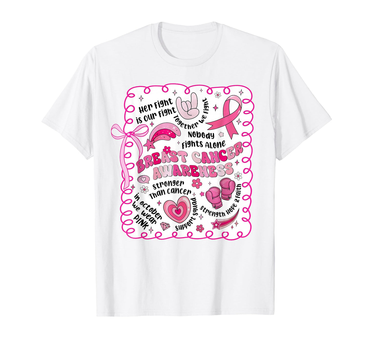 Breast Cancer Awareness Inspiration Strong Womens Girls Pink T-Shirt