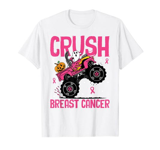 Crush Breast Cancer Awareness Monster Truck Halloween kids T-Shirt