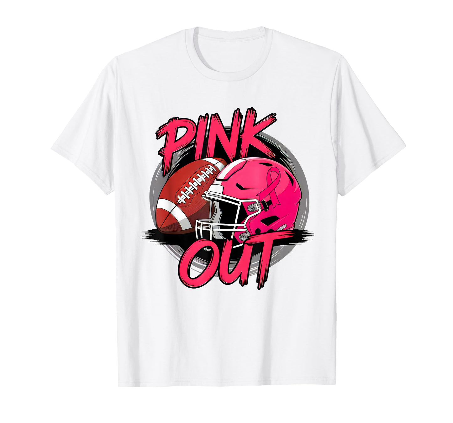 Pink Out Football Breast Cancer Awareness Pink Warrior T-Shirt