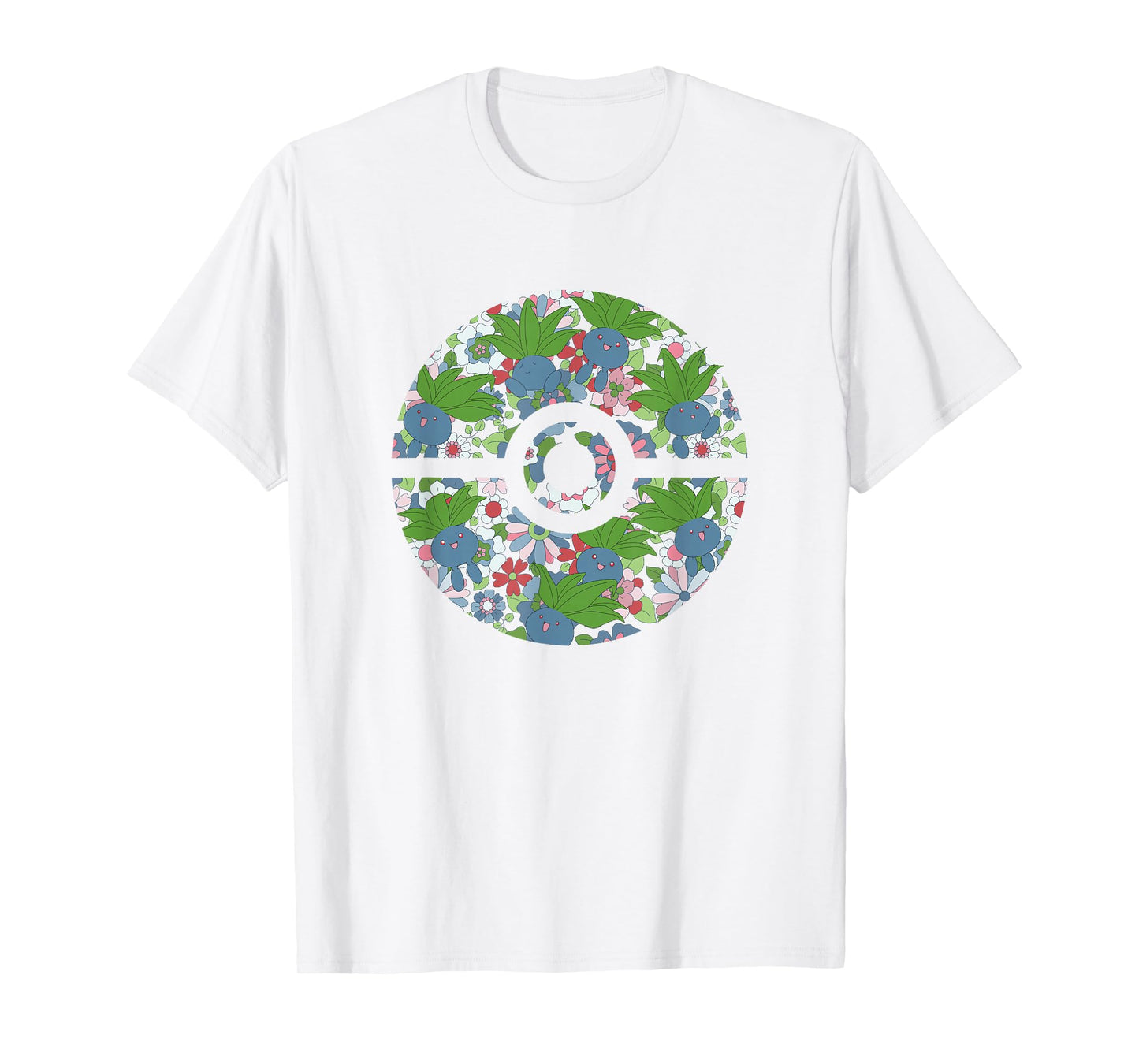 Pokémon Cute Oddish & Flowers Pattern Poké Ball Logo T-Shirt