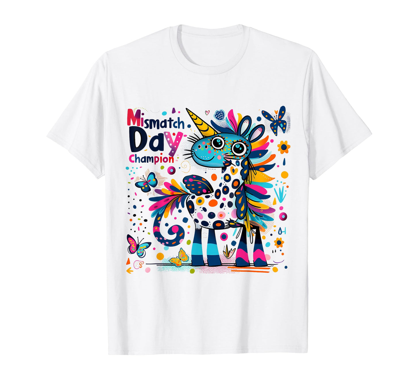 Mismatch Day Champion Funny Colorful Unicorn T-Shirt