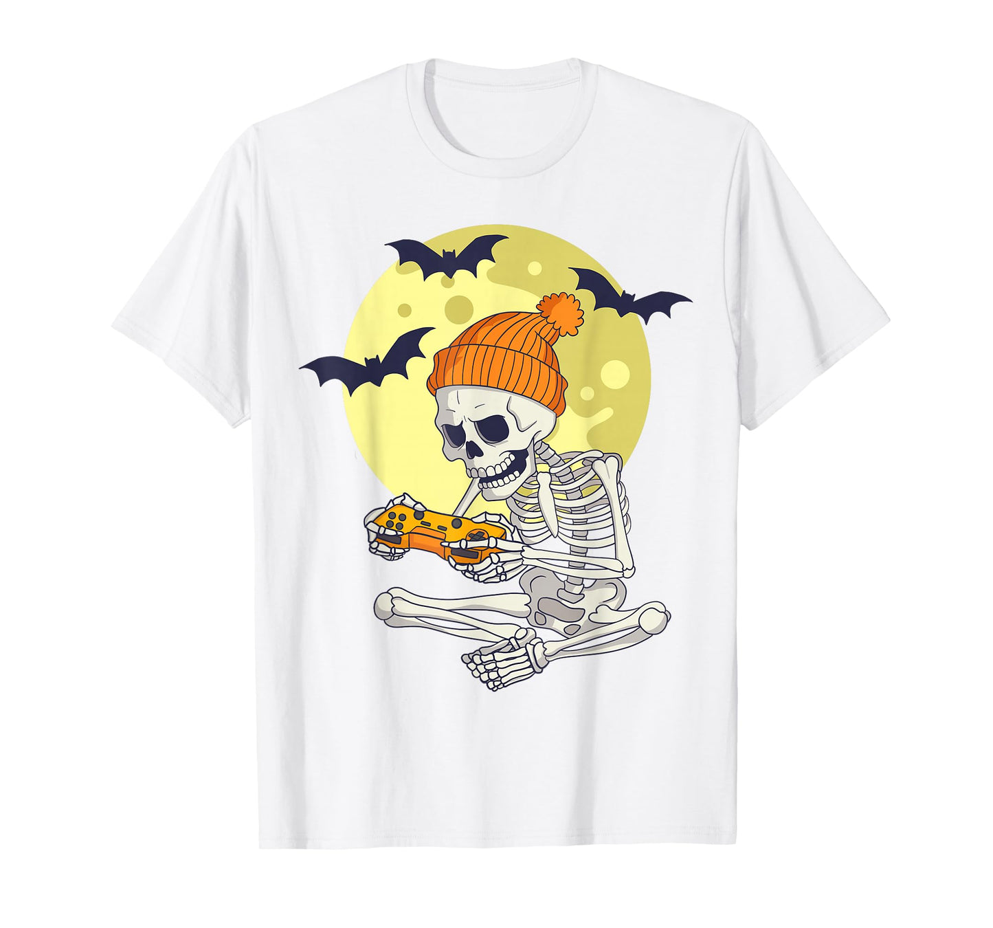 Funny Halloween Skeleton Gamer Video Games Boys Mens Gaming T-Shirt