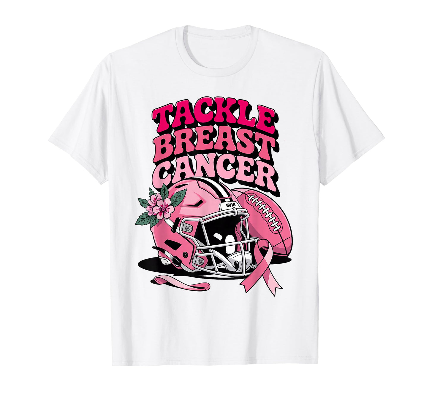 Tackle Breast Cancer Football Pink Ribbon Awareness Survivor T-Shirt