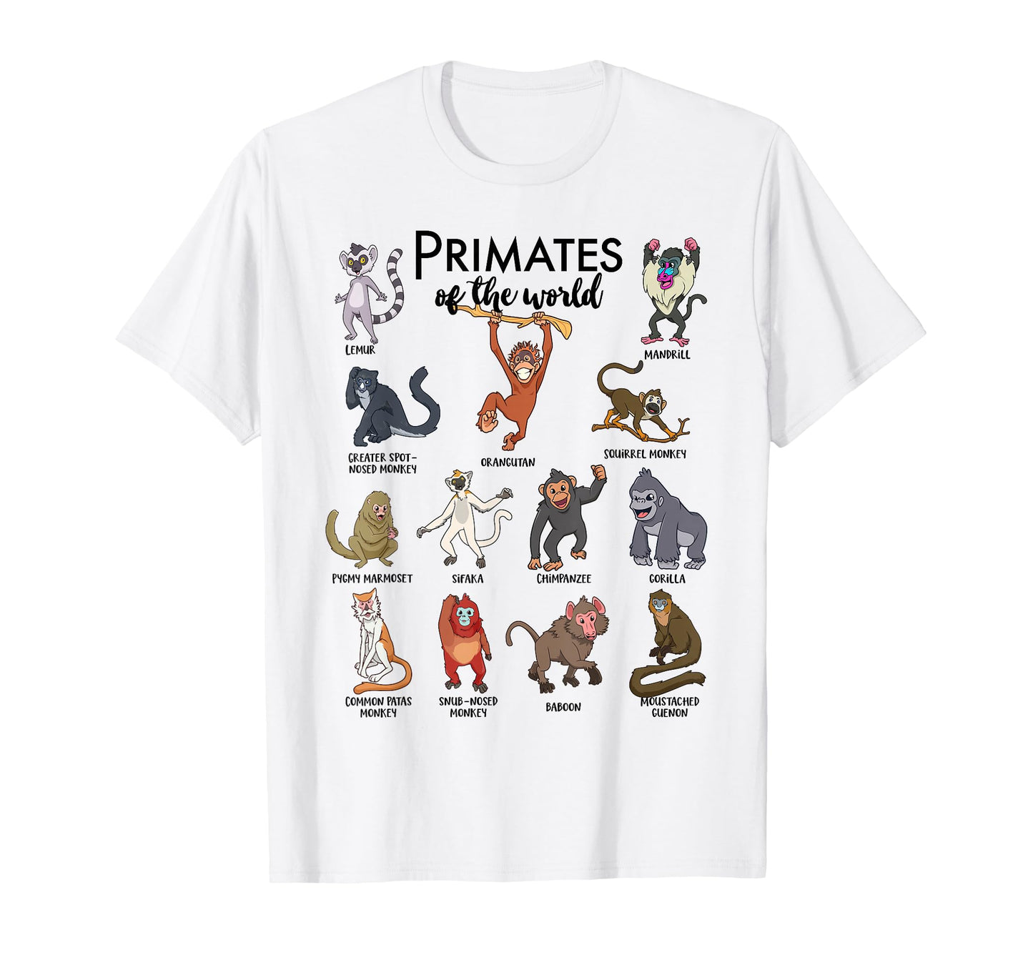 Various Monkeys - Types of Primates T-Shirt