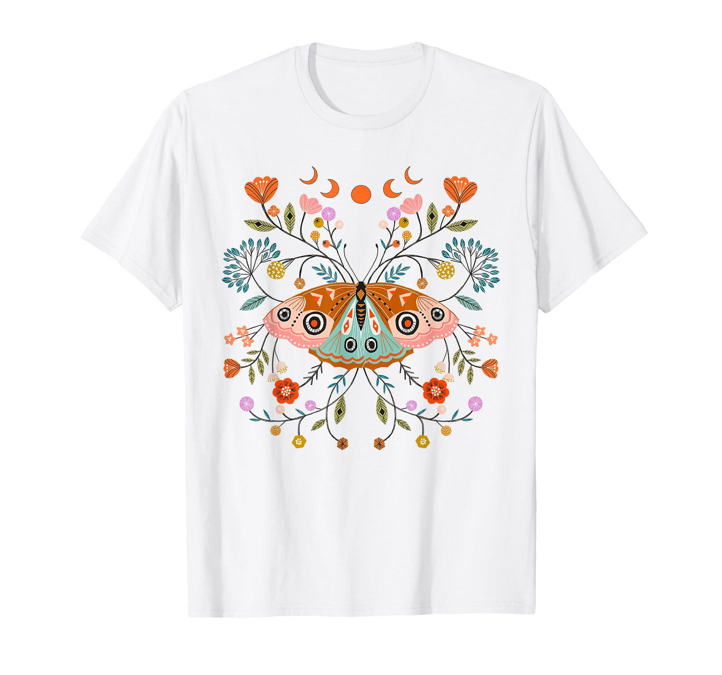 Mystical Butterfly Scandinavian Folk Art Botanical Tee T-Shirt