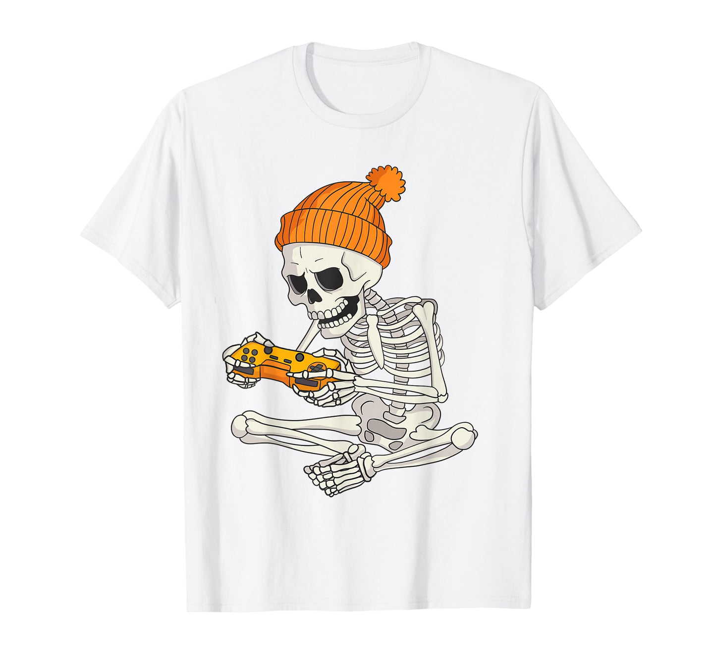 Funny Halloween Skeleton Gamer Video Games Boys Mens Gaming T-Shirt