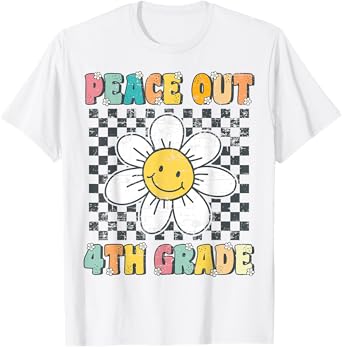 Peace Out Fourth Grade Retro Groovy Last Day of 4th Grade T-Shirt