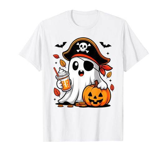 Cute Ghost Pumpkin Pirate Halloween Costume Boys Girls Kids T-Shirt