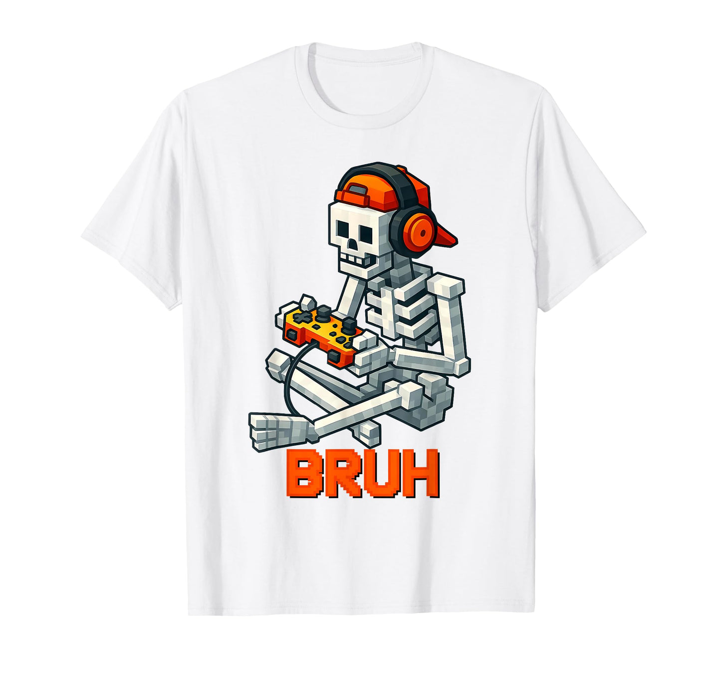 Bruh Skeleton Video Game Halloween Gaming Gamer Boys Men T-Shirt