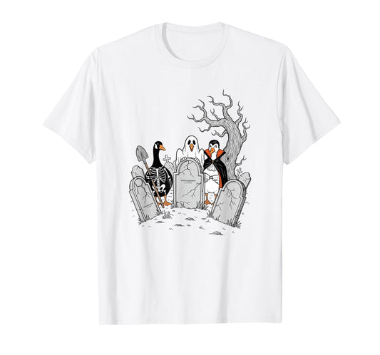 Halloween Goose Squad Ghost Witch Skeleton Spooky Costume T-Shirt
