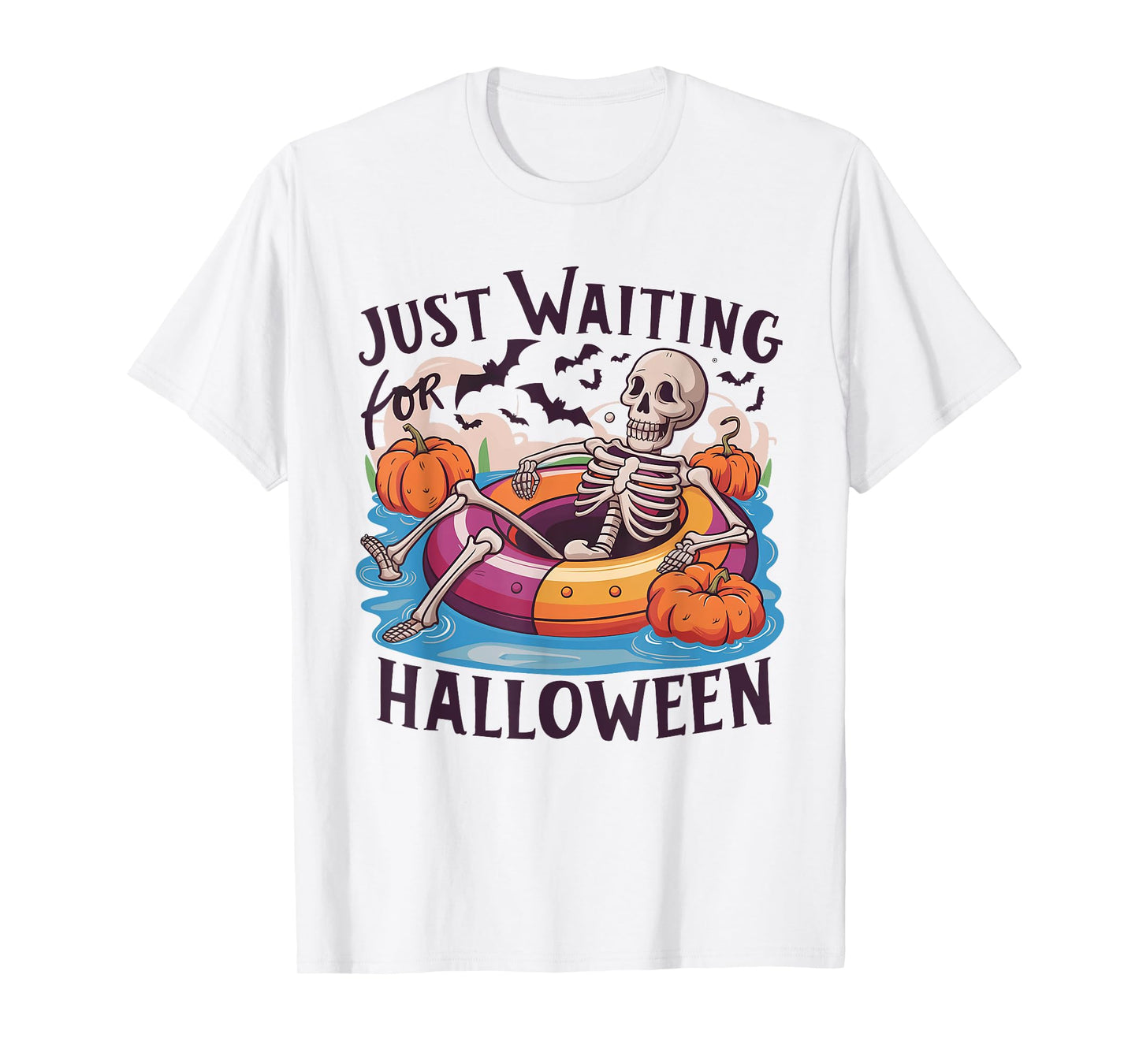 Funny Skeleton Just Waiting For Halloween T-Shirt