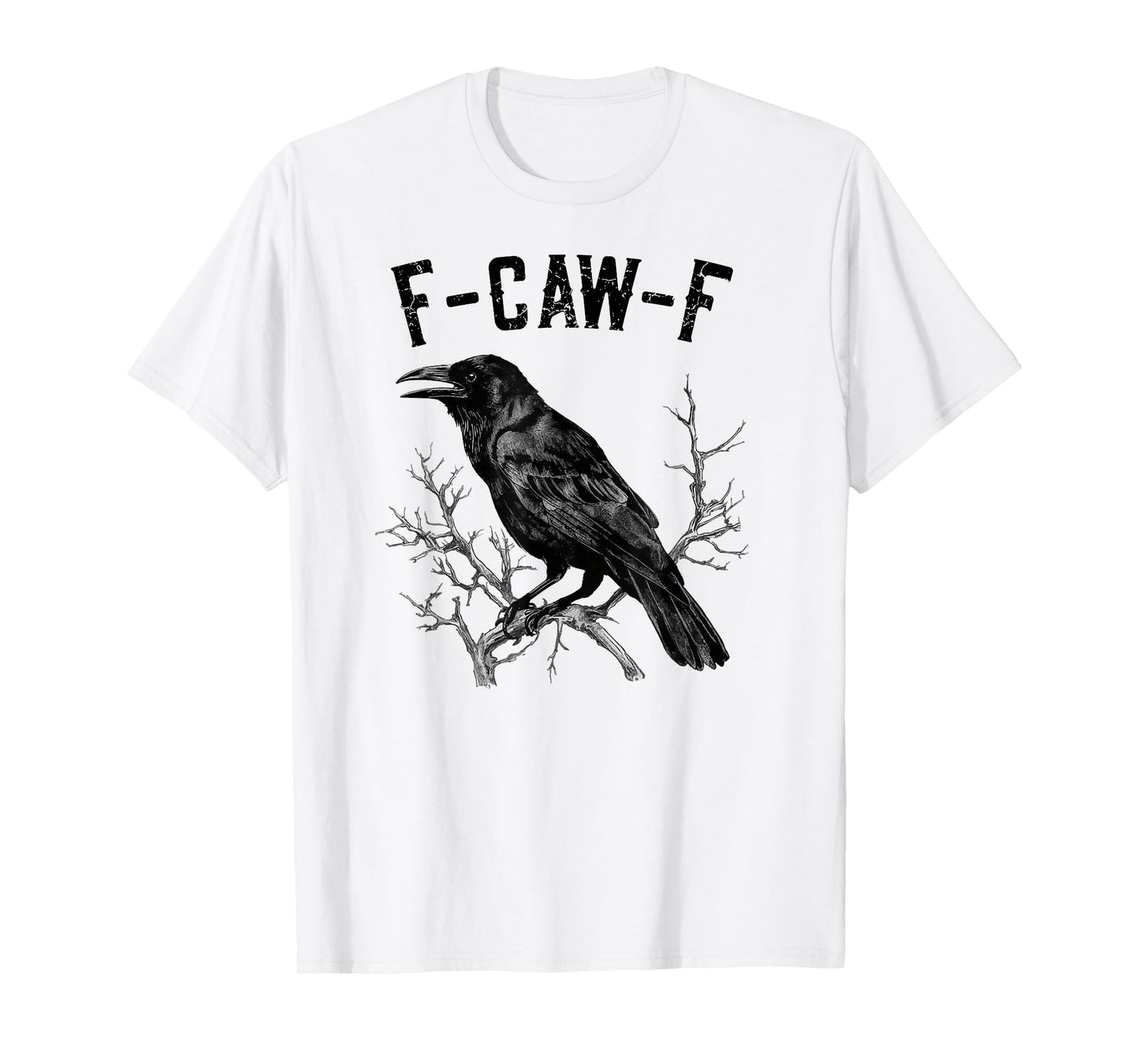 Black Crow F-Caw-F Funny Black Bird Moon Halloween Art T-Shirt