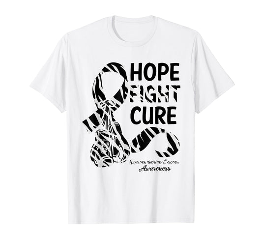 Hope Fight Cure Zebra Ribbon Neuroendocrine Cancer Awareness T-Shirt