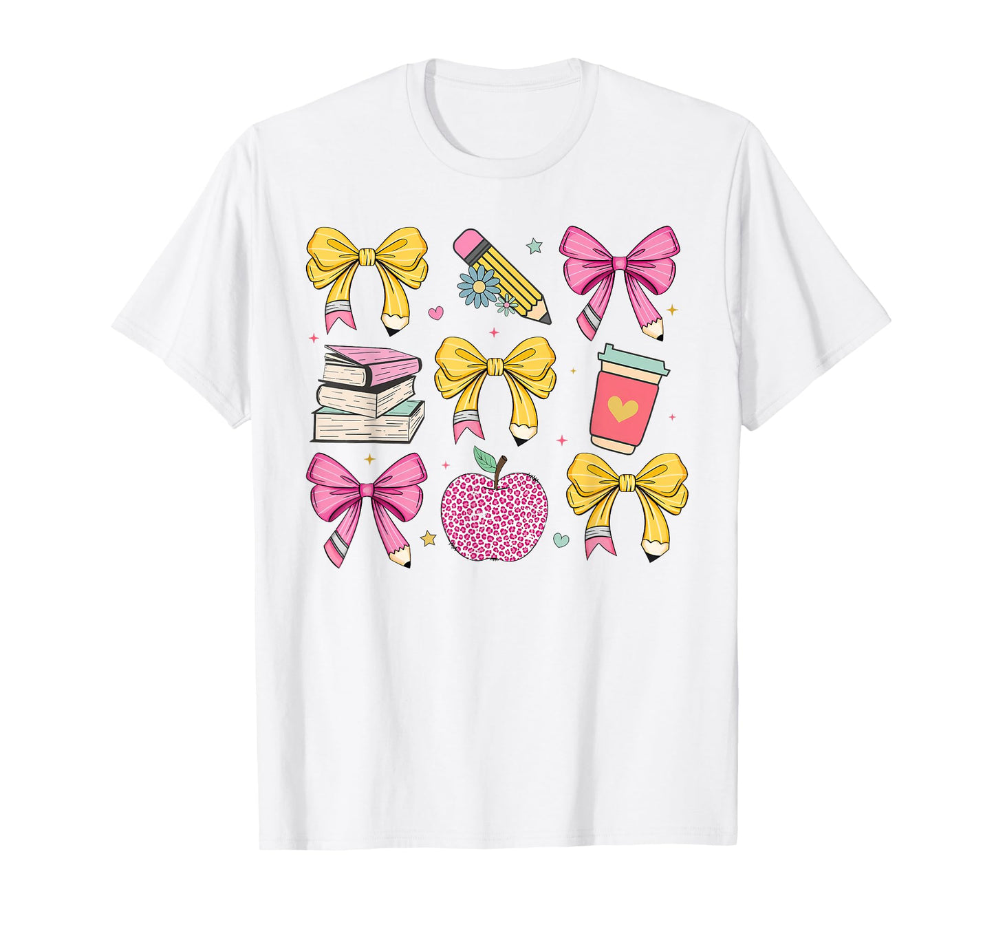 Apple Coquette Bow Books First Day Of School Back To School T-Shirt