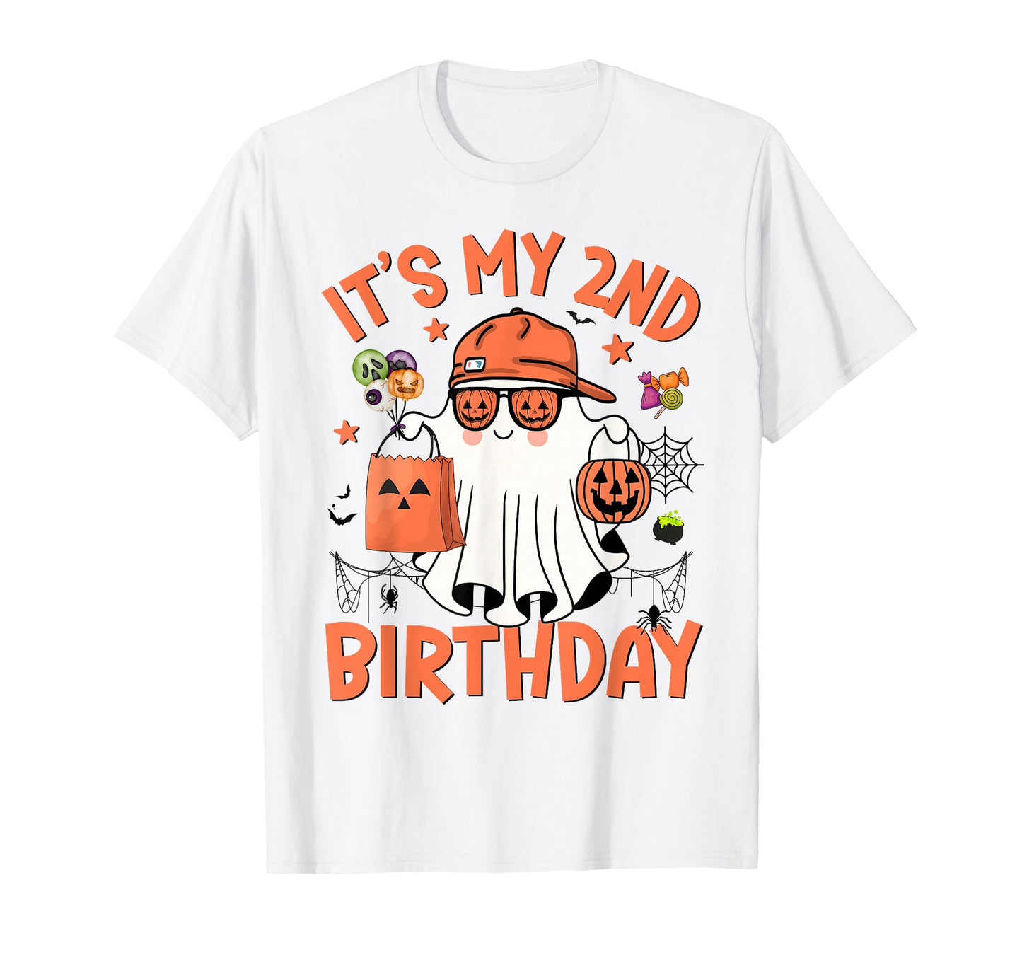 It's My 2nd Birthday Funny Halloween Ghost Boo 2nd Bday Boys T-Shirt