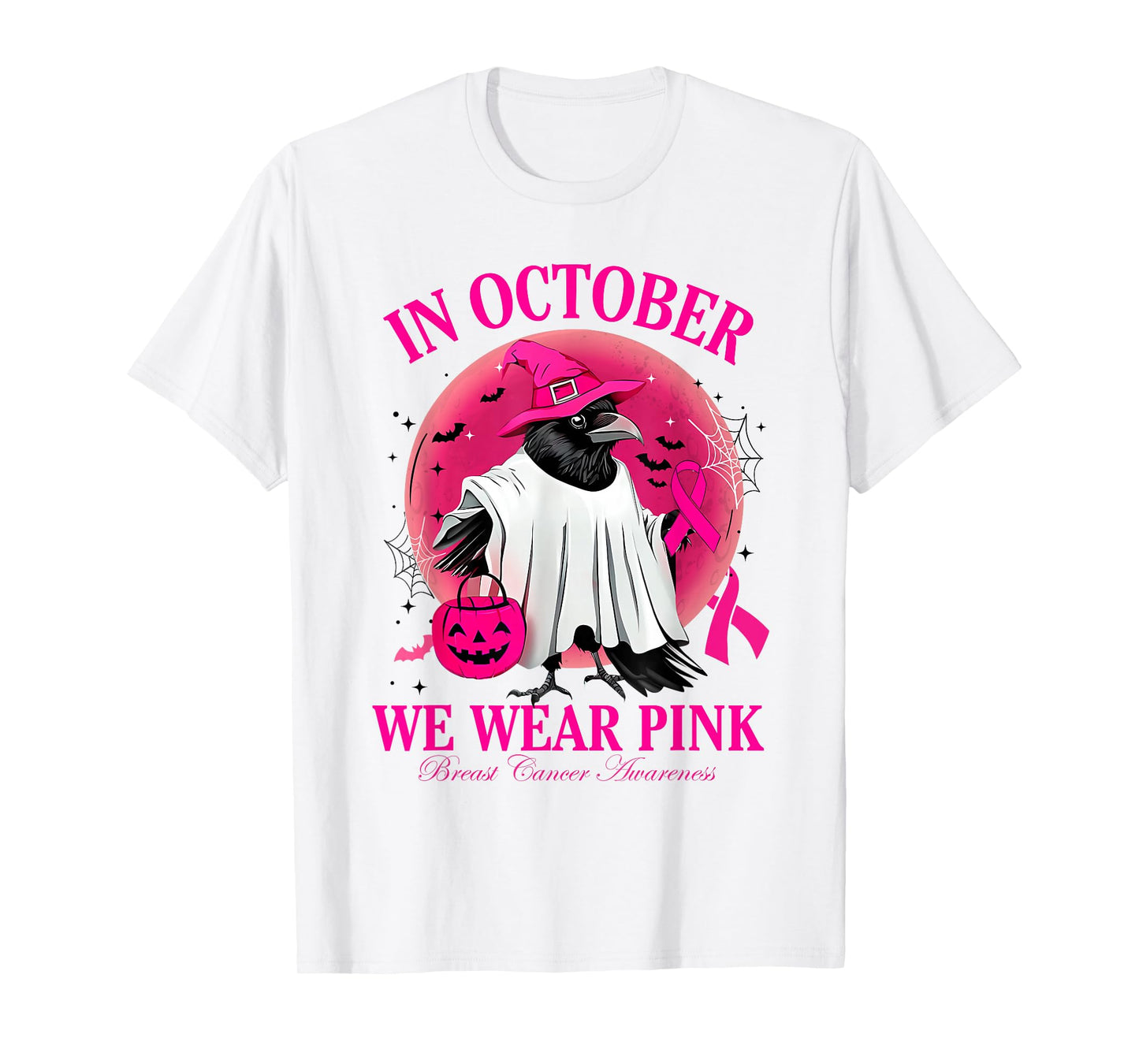 Black Crow in October We Wear Pink Breast Cancer Awareness T-Shirt