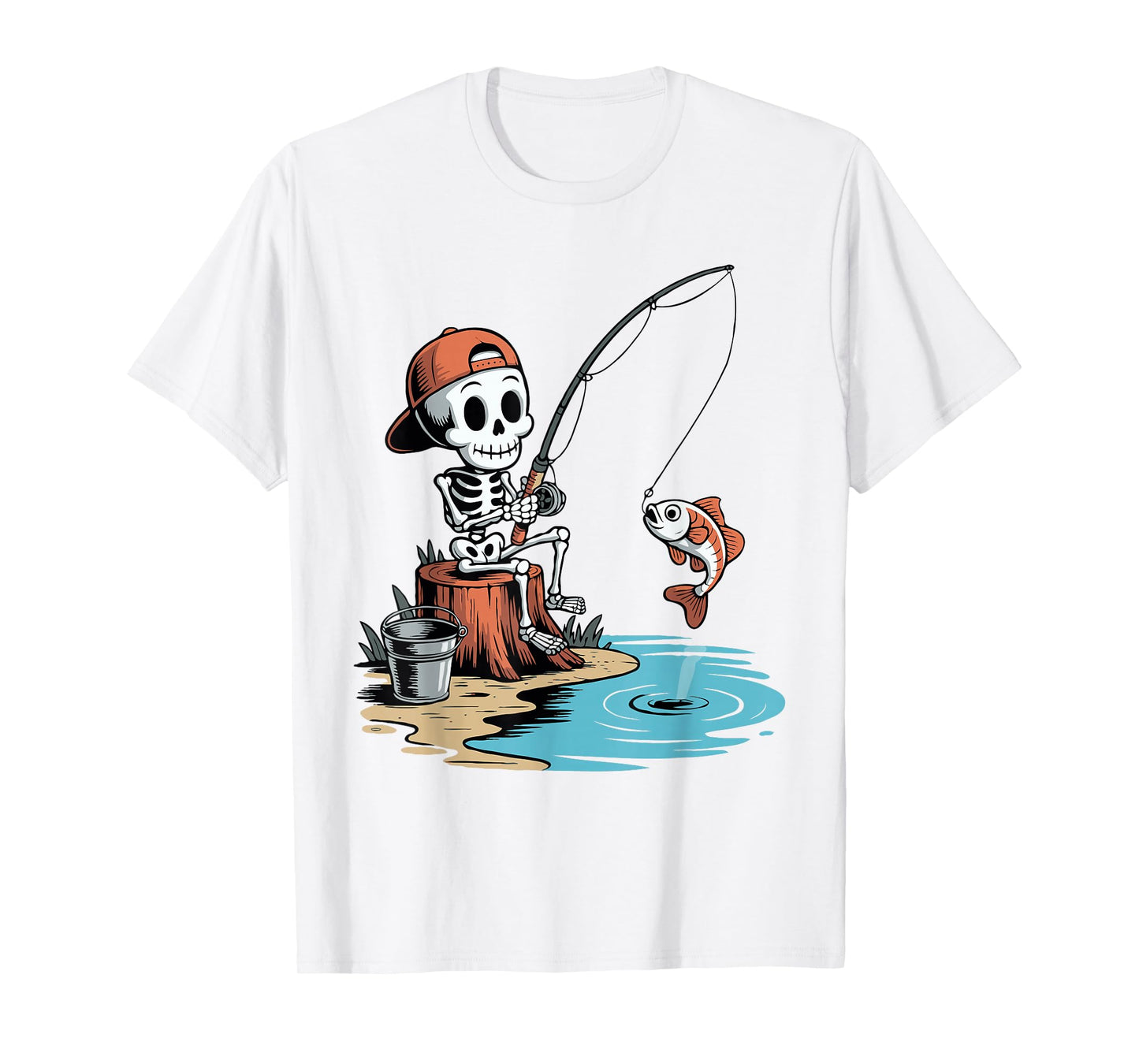 Fishing Skeleton Halloween T-Shirt