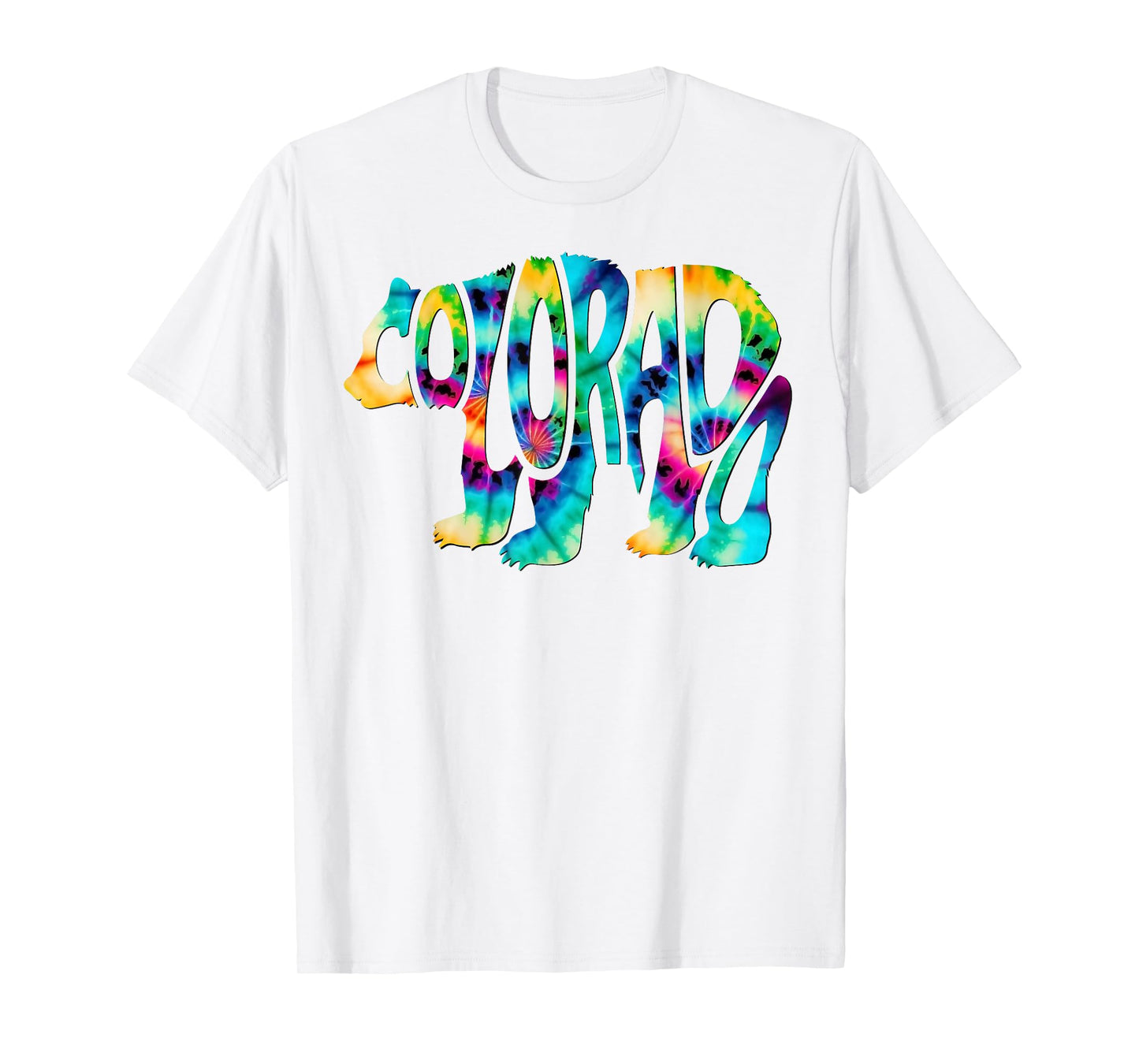 Tie Dye Colorado Bear-Shaped State Name Tee T-Shirt