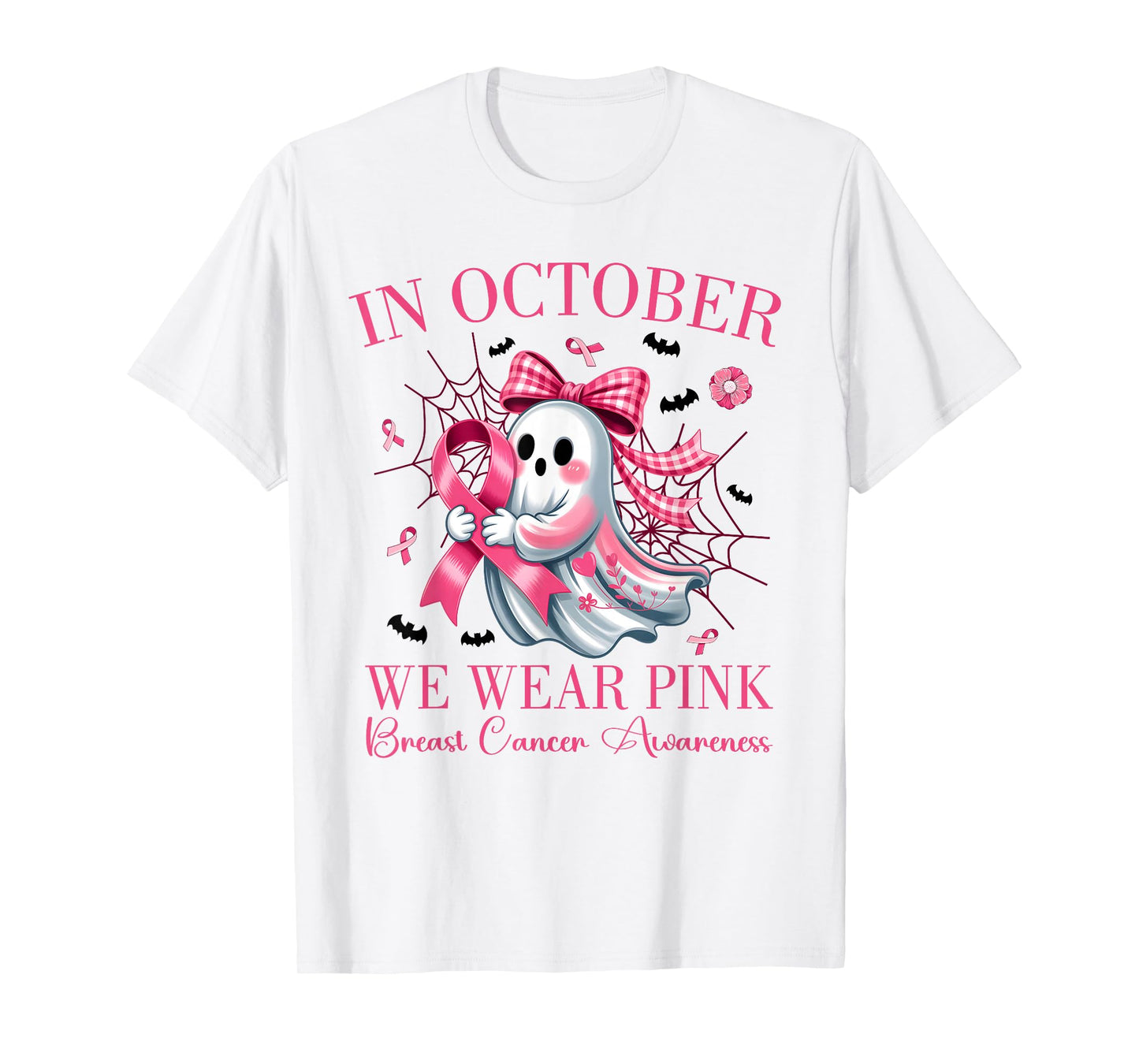 Breast Cancer Women Halloween in October We Wear Pink T-Shirt