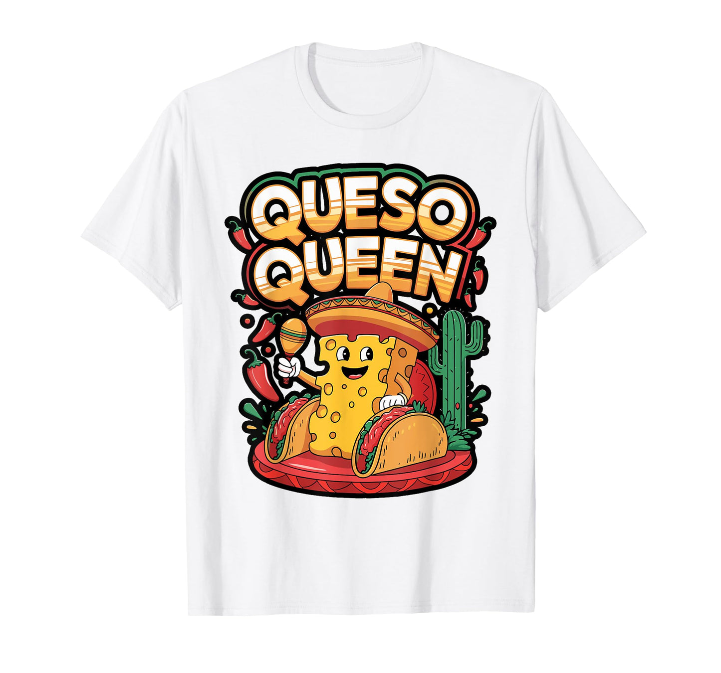 Queso Queen Shirt with Fiesta Floral Design T-Shirt