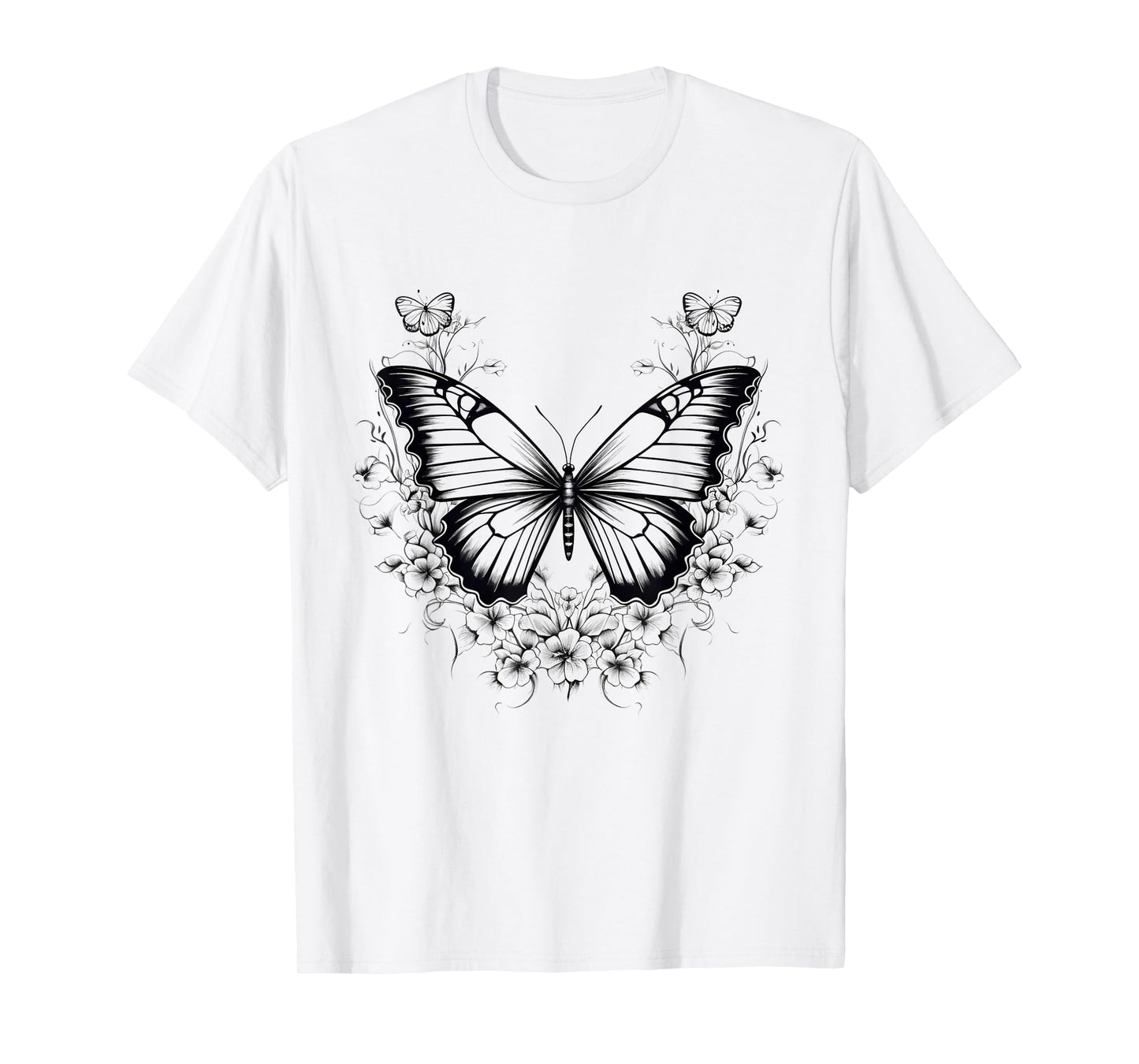 Butterfly Graphical Drawing Animal Flowerful Butterfly Lover T-Shirt