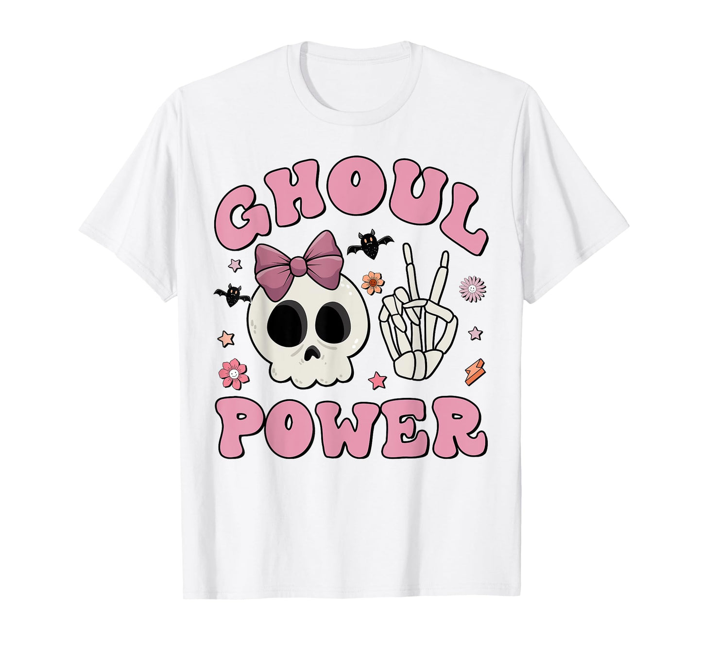 Retro Ghoul Power Halloween Girl Power Skull Toddler Kids T-Shirt